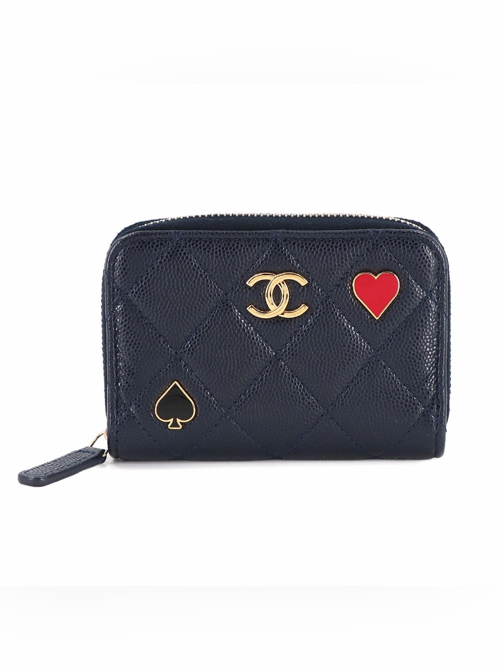Chanel Coco Casino Zip Coin Purse Quilted Caviar